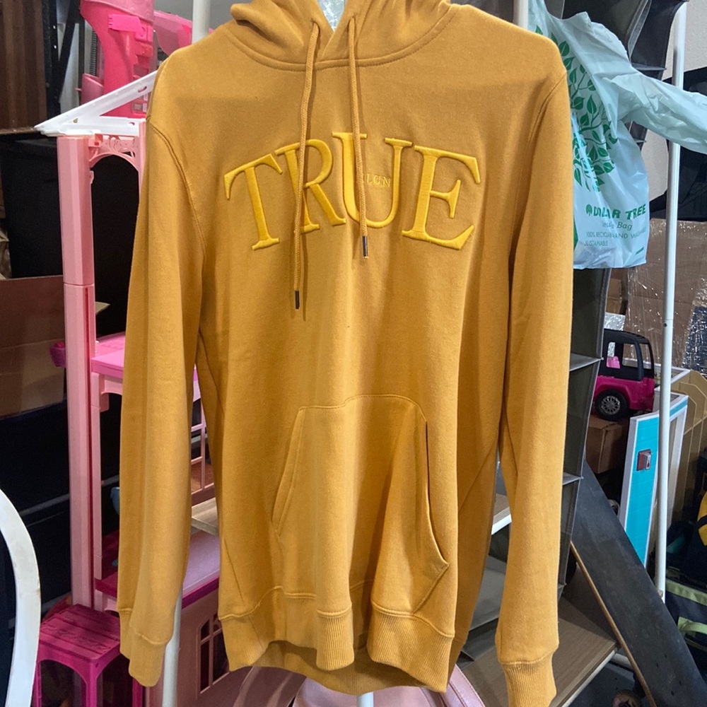 Yellow True Religion Pullover hoodie size small
